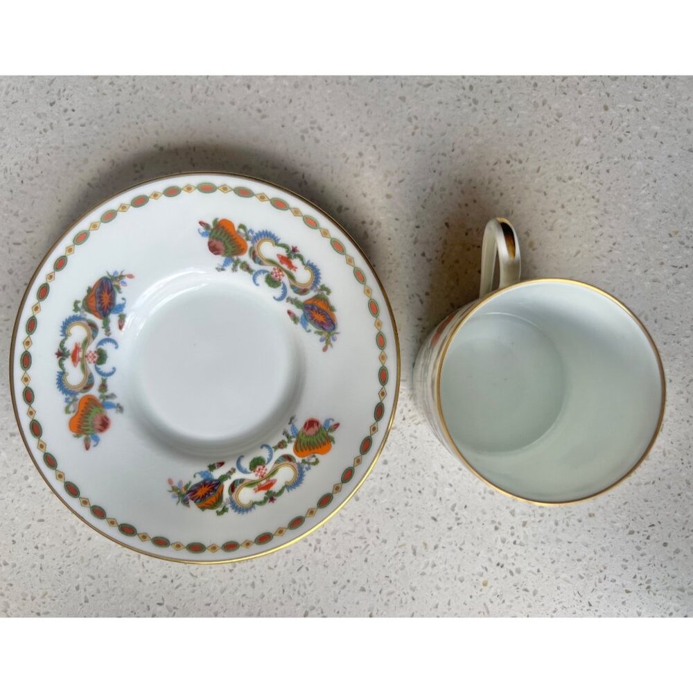 A. Raynaud Et Cie Limoges France Porcelain Cup & Saucer Set With Floral Motif Go - Picture 4 of 11